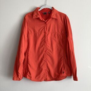 REI Co-op Sahara Button-Up Long Sleeve Shirt Womens Med Coral Roll Tab Outdoor